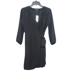 J.Crew 365 Crepe Self-Tie Wrap Dress Size 2 Petite Black NWT Lined